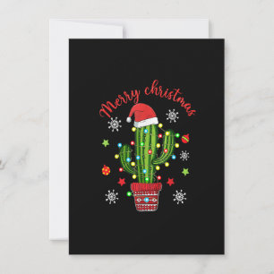 Invitation Merry Christmas Cactus With Santa Hat Light Funny 
