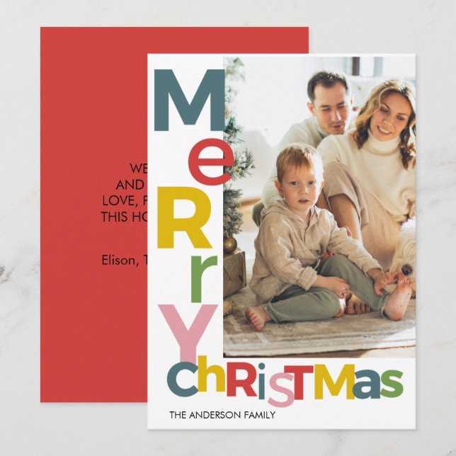 Invitation Merry Christmas Colorful Photo (Devant / Derrière)
