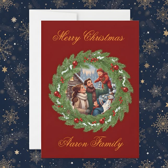 Invitation Merry Christmas From Our Family to Yours! Photo Gr (Créateur téléchargé)