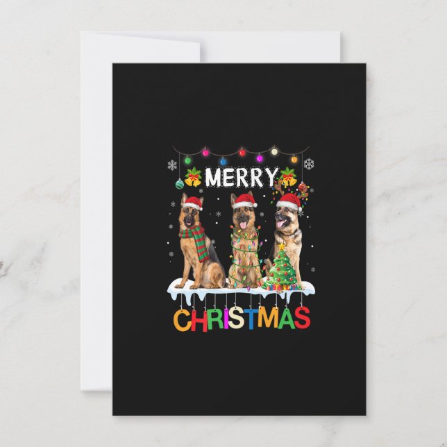 Invitation Merry Christmas German Shepherd Santa Christmas Tr (Devant)