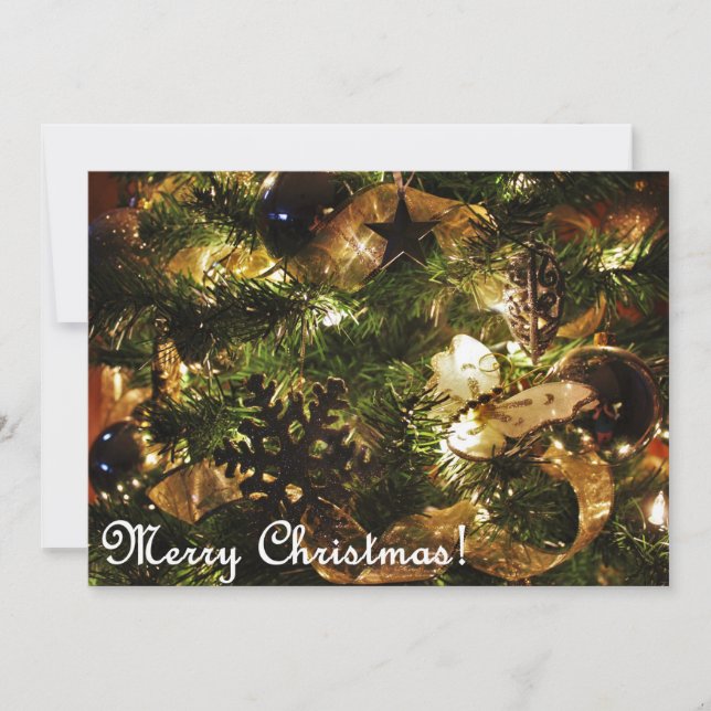 Invitation Merry Christmas Golden Butterfly (Devant)