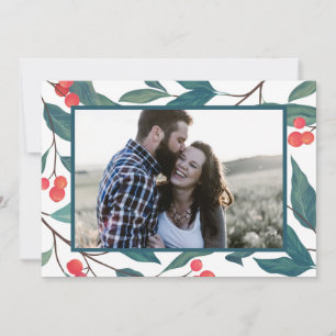 Invitation MERRY CHRISTMAS   Happy Holidays Watercolor Holly