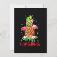 Merry Christmas Pineapple Flamingo Funny Xmas