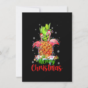 Invitation Merry Christmas Pineapple Flamingo Funny Xmas