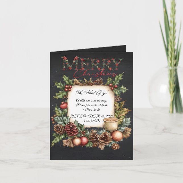 Invitation Merry Christmas Pregnancy Announcement Chalkboard  (Devant)