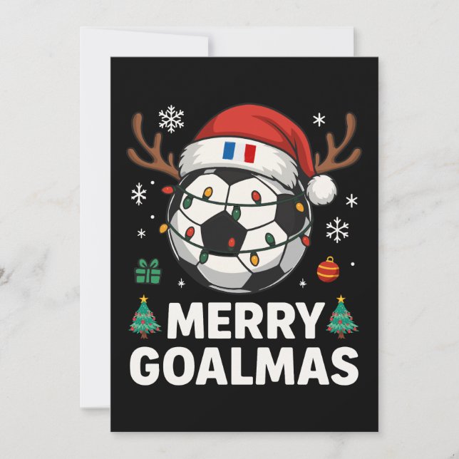 Invitation Merry Goalmas France - Funny Soccer Christmas (Devant)