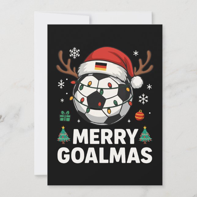 Invitation Merry Goalmas - Funny Soccer Christmas (Devant)