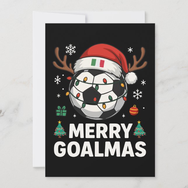Invitation Merry Goalmas Italy - Funny Soccer Christmas (Devant)