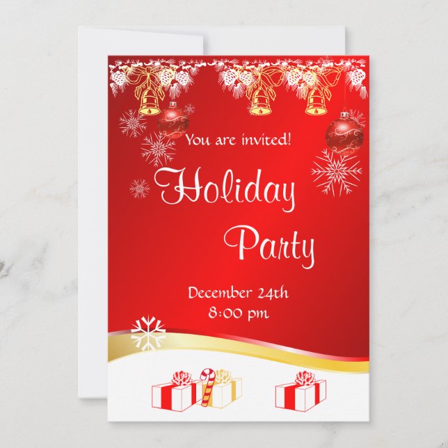 Invitation Merry Holiday Party on rouge (Devant)
