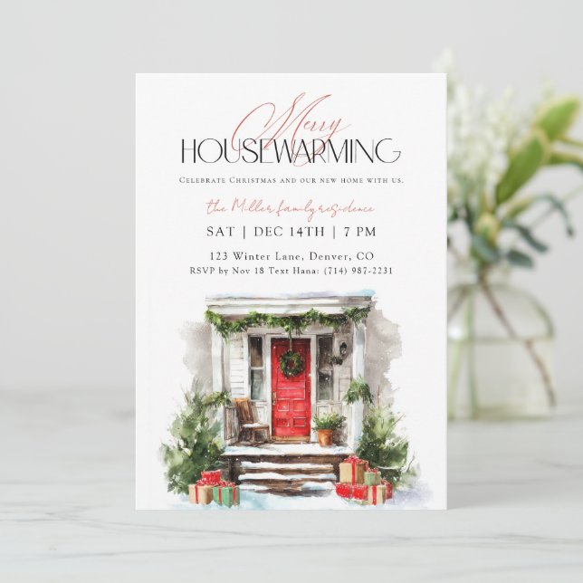 Invitation Merry Housewarming Christmas Housewarming (Debout devant)
