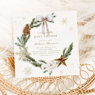 Invitation Merry Little Baby shower couronne neutre
