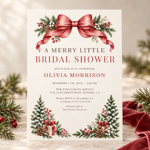 Invitation Merry Little Bridal Shower Ruban Rouge