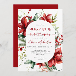 Invitation Merry Little Christmas Berry Floral Bridal Shower