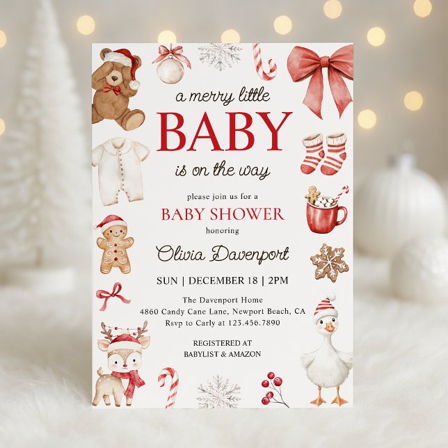 Invitation Merry Little Christmas Festive Winter Baby Shower (Créateur téléchargé)