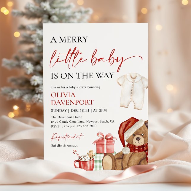 Invitation Merry Little Christmas Winter Bear Baby Shower (Créateur téléchargé)