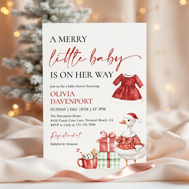 Invitation Merry Little Christmas Winter Girl Baby Shower  (Créateur téléchargé)