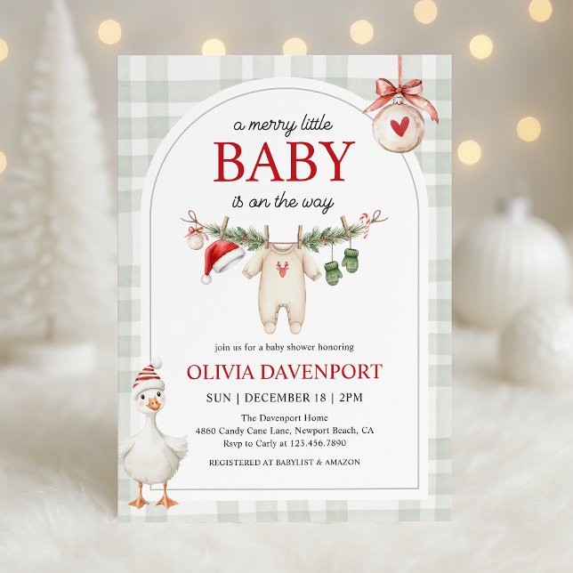 Invitation Merry Little Goose Storybook Christmas Baby Shower (Créateur téléchargé)