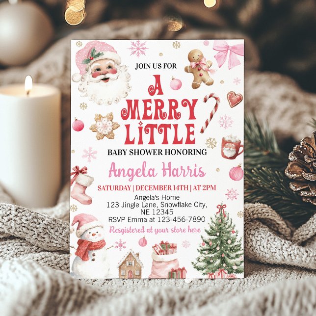 Invitation Merry Little Retro Christmas Santa Baby Shower (Créateur téléchargé)