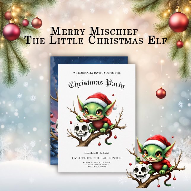 Invitation Merry Mischief – Le Petit Lutin de Noël.  (Créateur téléchargé)