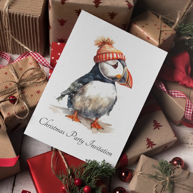 Invitation Merry Puffin, personnalisé (Créateur téléchargé)