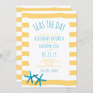 Invitation Mers le brunch d'anniversaire de plage de jour