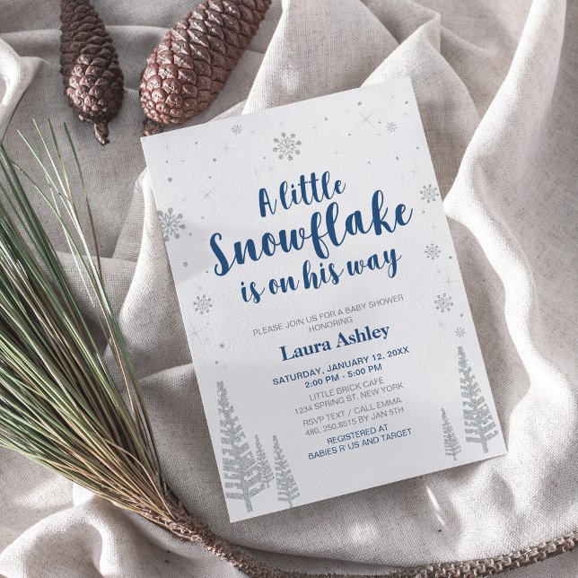 Invitation Merveille d'hiver argentée, baby‑shower garçon (Créateur téléchargé)