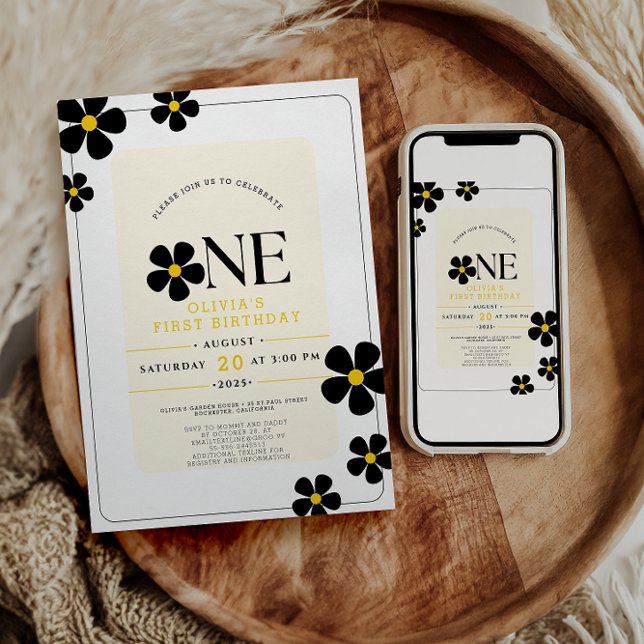 Invitation Merveilleuse fête d'anniversaire florale pour le p (Créateur téléchargé)