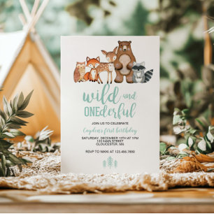 Invitation Merveilleux Animal de la Forêt pour Premier Annive