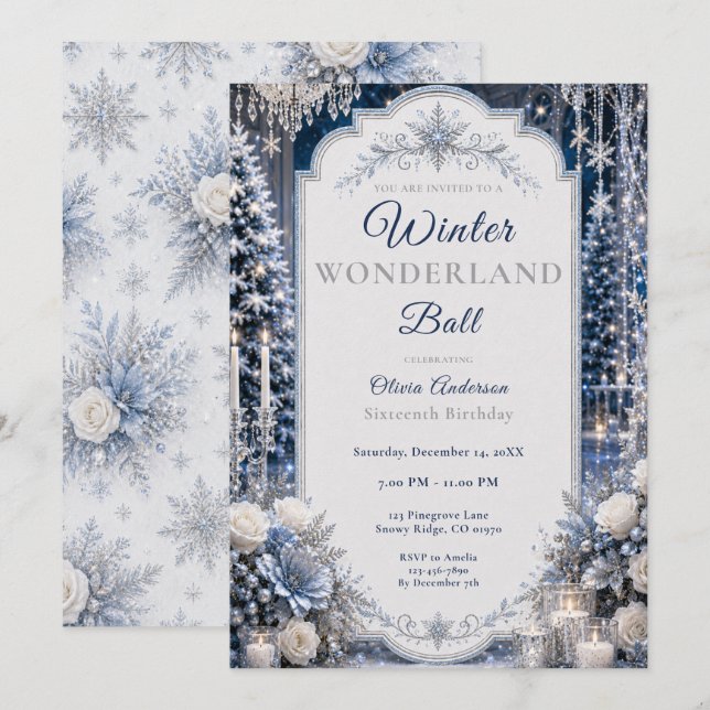 Invitation Merveilleux Bal d'Hiver Seizième (Devant / Derrière)