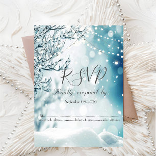 Invitation Merveilleux Hiver, Lumières de Guirlande RSVP