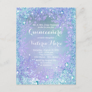Invitation Merveilleux Hiver Quinceanera Violet Turquoise