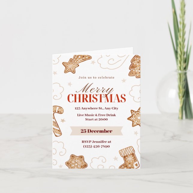 Invitation Merveilleux Monde de l'Aquarelle Rouge Beige : Bis (Devant)