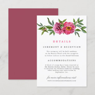 Invitation Merveilleux pivoines roses Détails du Mariage flor