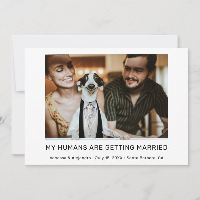 Invitation Mes humains se marient Photo Engagement  (Devant)