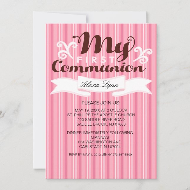 Invitation Mes premières filles de la communion invitent à no (Devant)