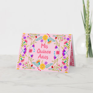 Invitation Mes Quinze Ans Rose Quinceanera Floral Mexicain