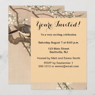 Invitation Mésange japonaise asiatique Ohara Koson Oiseau Cha