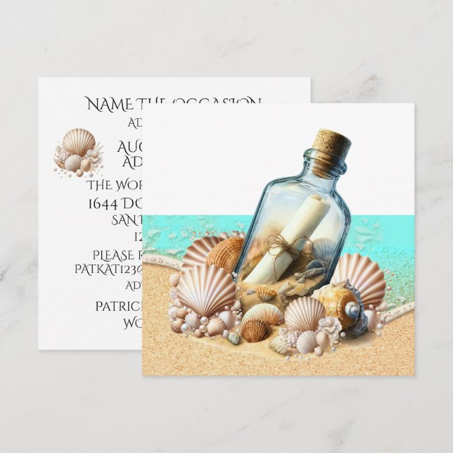 Invitation Message dans une bouteille (Devant / Derrière)