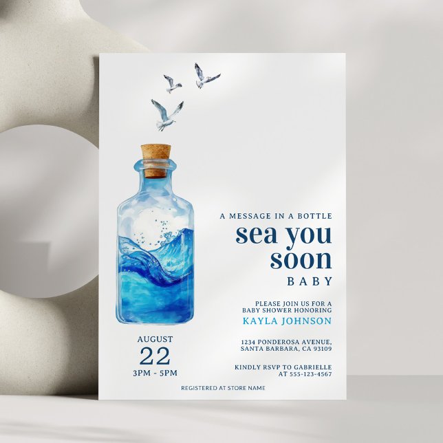 Invitation Message dans une bouteille pour bébé Sea You Soon (Créateur téléchargé)