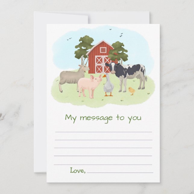 Invitation Message de capsule temporelle d'animaux de ferme p (Devant)