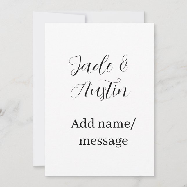 Invitation Message de nom de couple de mariage date romantiqu (Devant)