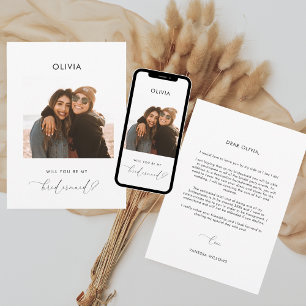 Invitation Message élégant Budget Be My Bridesmaid Ask Card