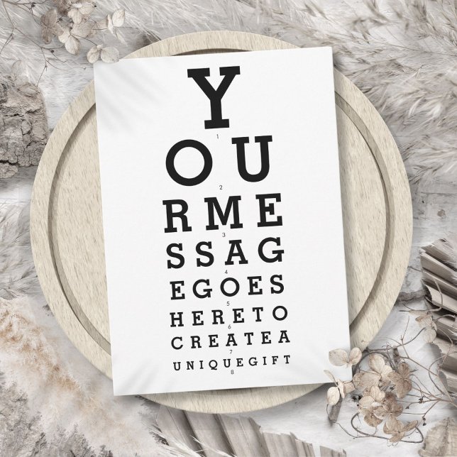 Invitation Message personnalisé sur un tableau d'opticien (Optician Chart Personalized Message Invitation)