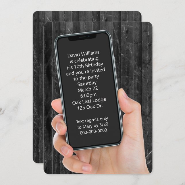 Invitation Message texte de fête du 70e anniversaire (Devant / Derrière)