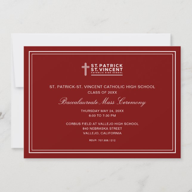 Invitation Messe de fin d'études catholiques (Devant)