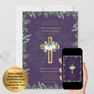 Invitation Messe de mariage catholique de la Croix Violette