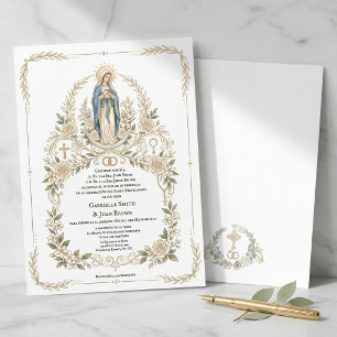 Invitation Messe de mariage catholique Vierge Marie Boda espa