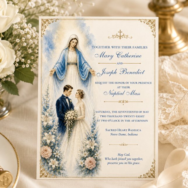 Invitation Messe de mariage florale mariale catholique (Créateur téléchargé)