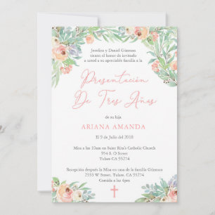 Invitation Messe de présentation de trois ans Latina pour fil