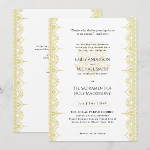 Invitation Messe nuptiale des Mariages catholiques d'or Manda